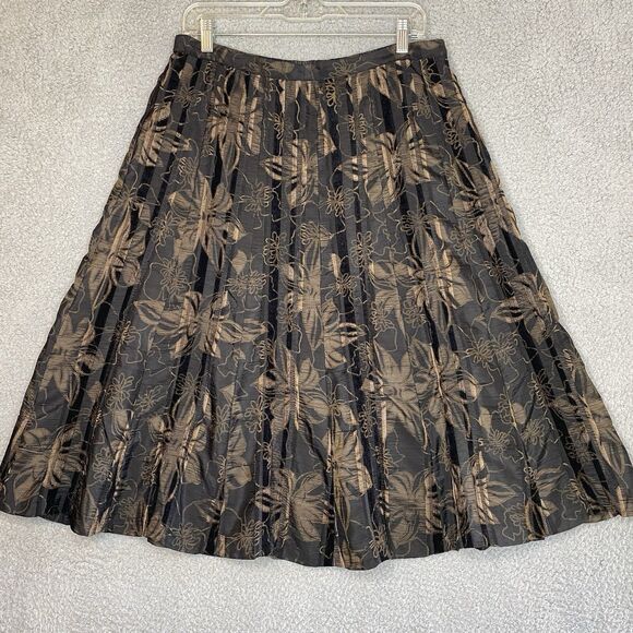 Coldwater Creek Pleated Velvet Floral Skirt Whimsigoth Fairy Grunge M Sz 10-12 - Picture 1 of 16